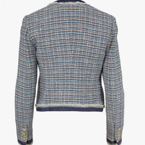 Veronica Beard Navy and Cream Tweed Blazer‎ Size 12 Business Tailored - Picture 3 of 10